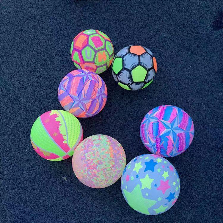 Internet Celebrity Stall Luminous Football Flash Basketball Pat Ball Cordless Fitness Inflatable Elastic Ball Children's Toys