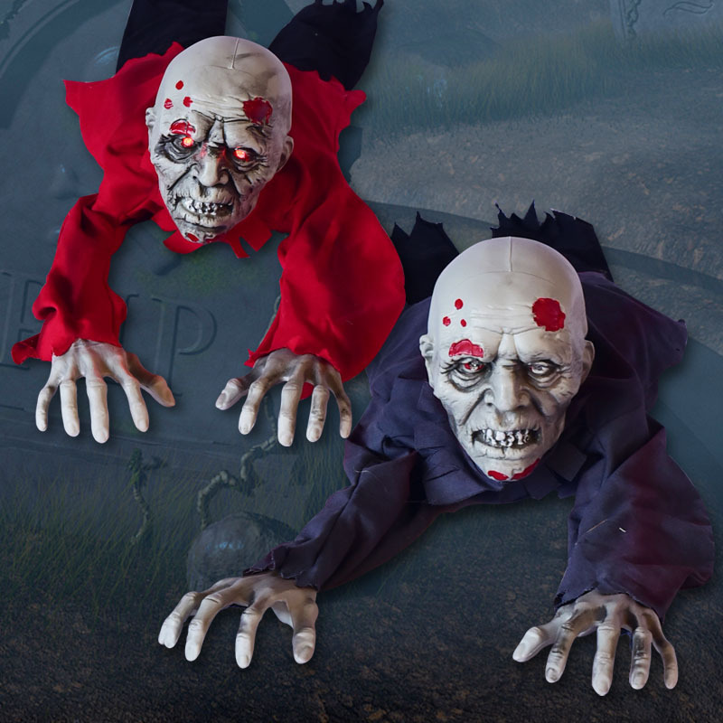 跨境新款万圣节电动爬行鬼声控感应发光发声恐怖吓人鬼屋密室道具