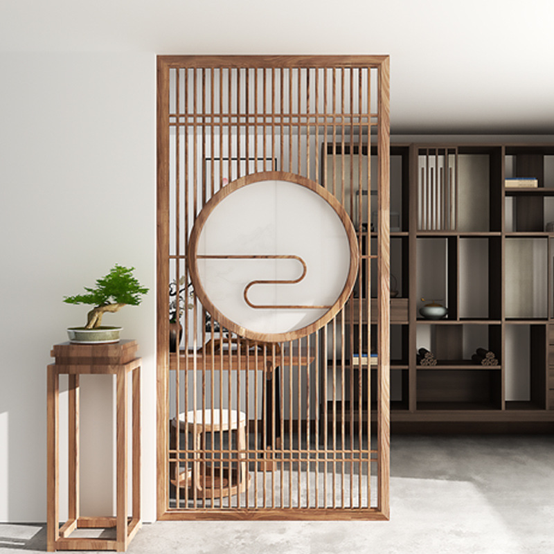 新中式入户玄关隔断客厅实木屏风进门遮挡装饰隔断墙大厅茶室座屏