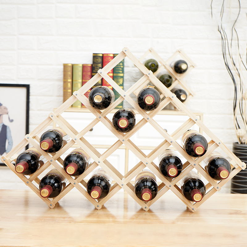 菱形酒驾红酒格子展示架客厅桌面酒架子木质葡萄酒摆件家用可折叠