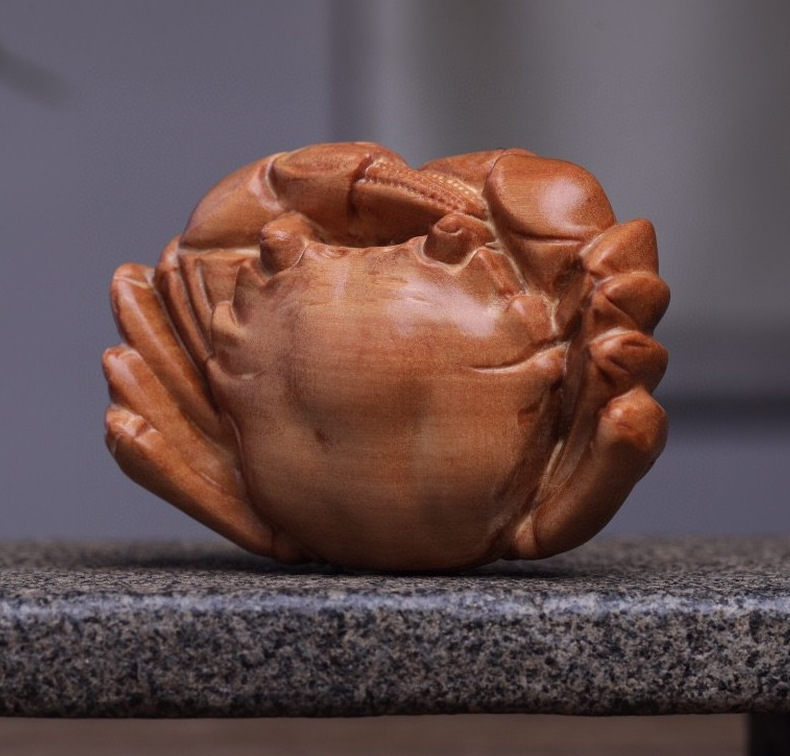 赞比亚血檀 八方螃蟹 木雕木质小摆件居家摆件