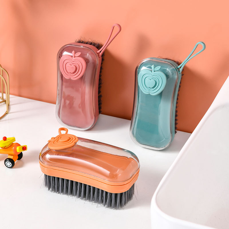 Automatic Liquid Adding Clothes Cleaning Brush Household Minimalist Plastic Brush Clothes Shoes Cleaning Scrubbing Brush New Shoe Brush Soft Fur