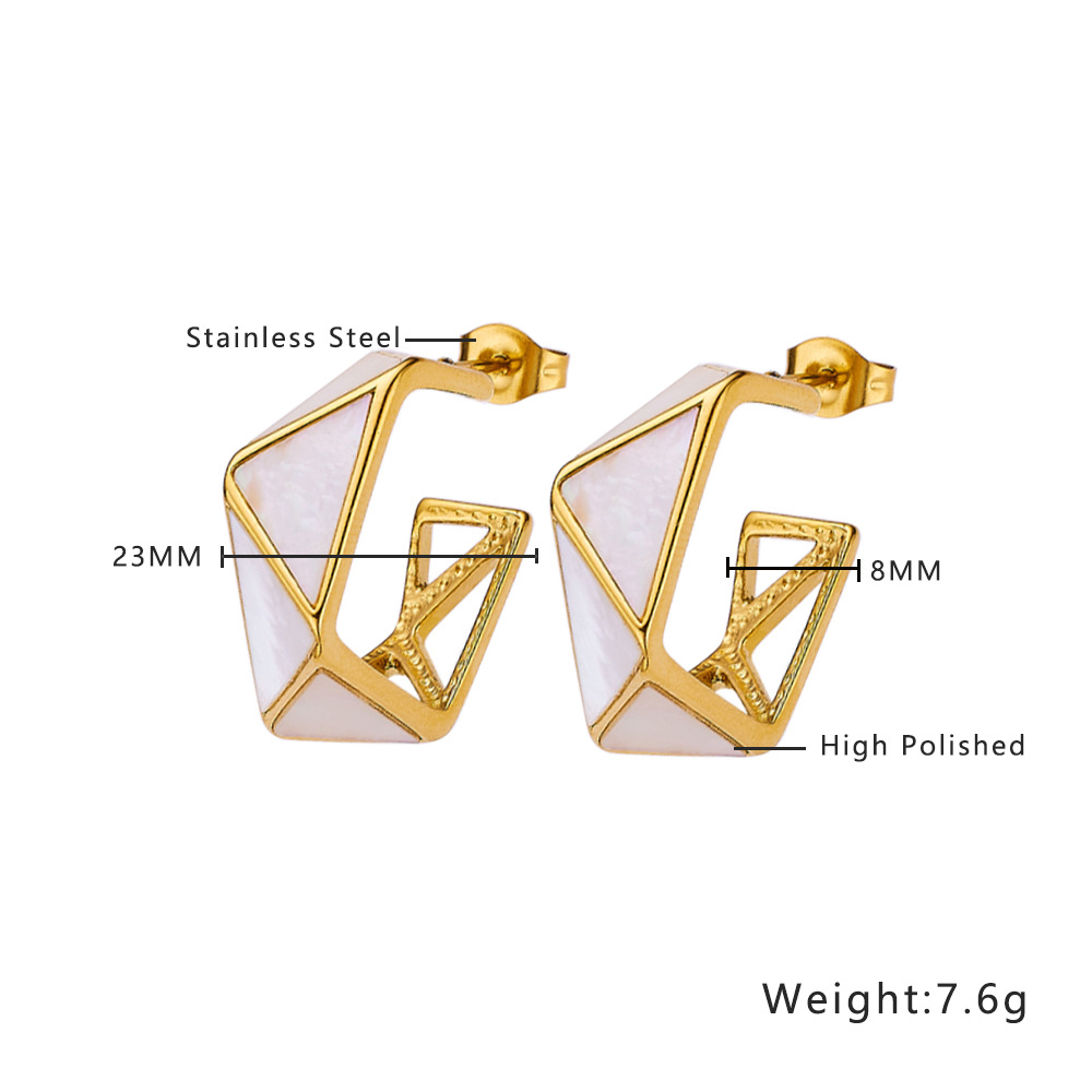 European and American Retro Simplicity Earrings Wholesale Personalized High-Grade Earrings Geometric Stitching Titanium Steel Earring Eardrop Female