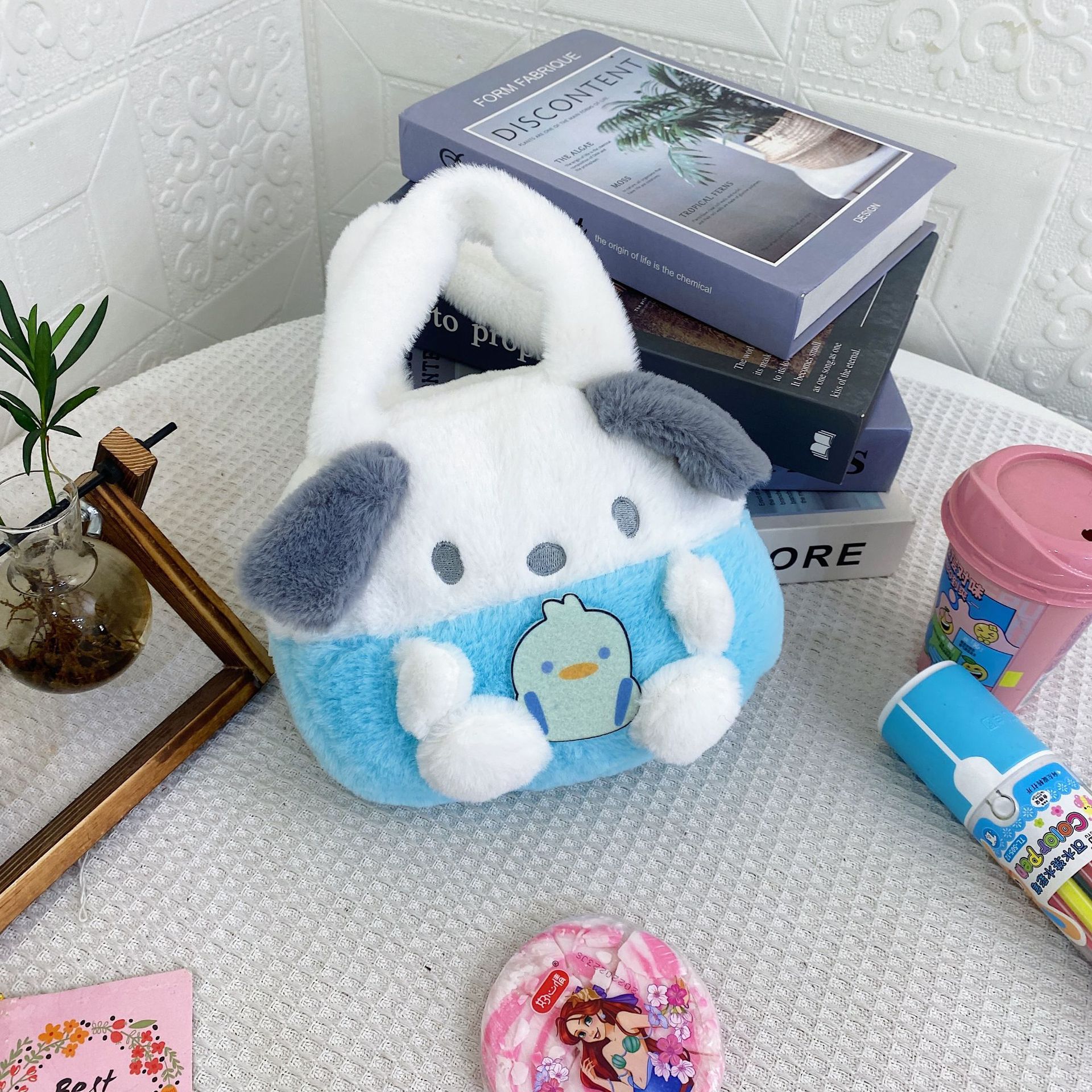 Cotton Filled Cute Handbag Plush Cartoon Bag Cinnamoroll Babycinnamoroll JK Bag Cute Student Girl Heart Mobile Phone Small Carrying Bag