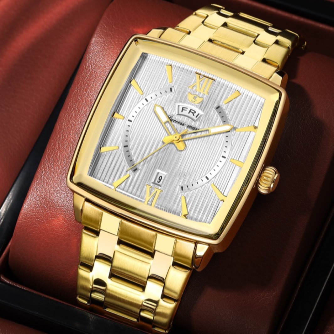 24年春季新款方形男士手表 跨境热卖 高端时尚防水商务watch-阿里巴巴