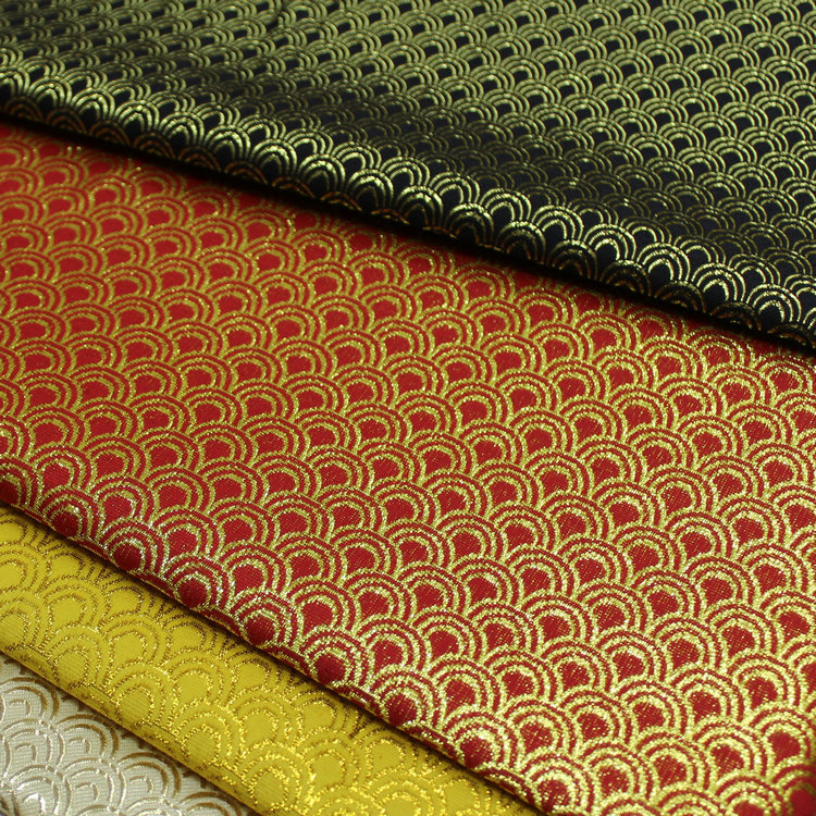 中国风古装蒙古袍舞台影视花边延边装饰金银丝提花丝绸鱼鳞面料