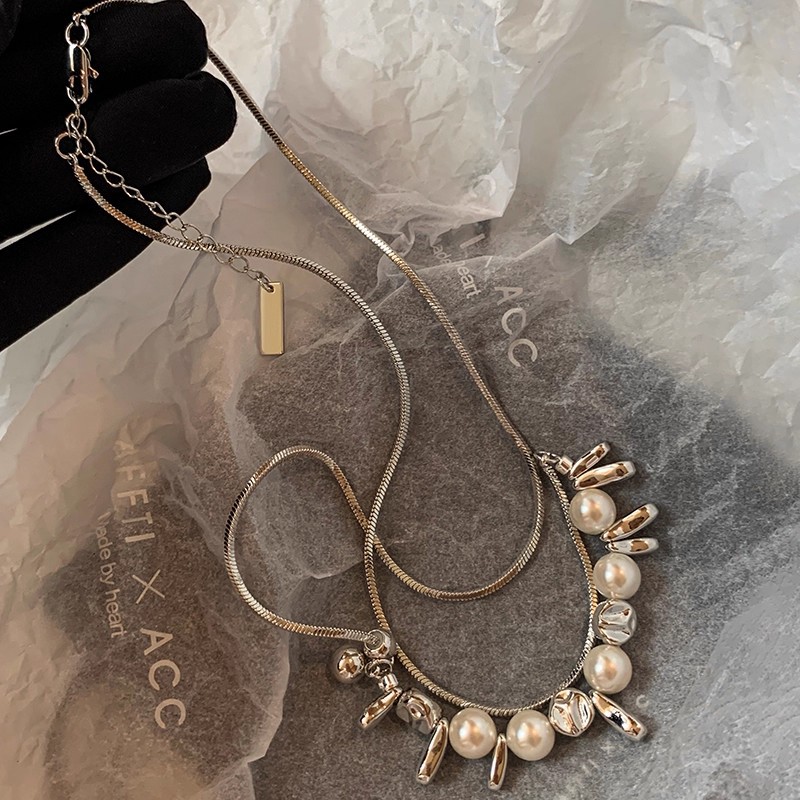 twin ornament necklace high sense light luxury minority clavicle necklace long sweater pearl decorative necklace accessories for women