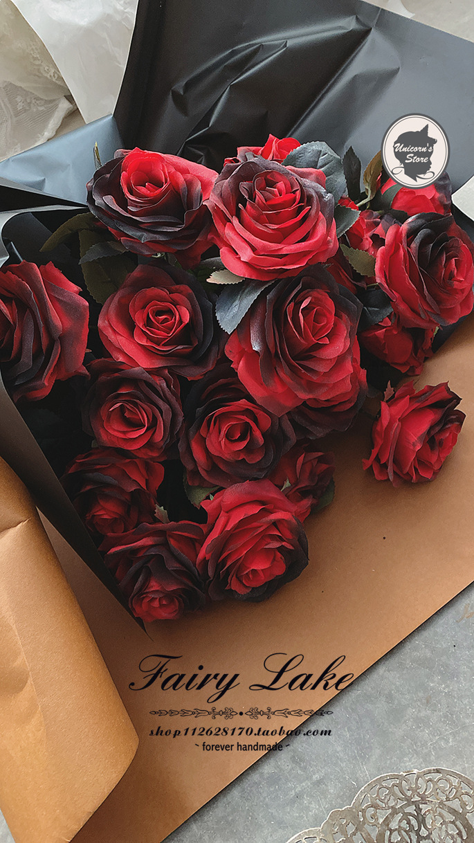 黑色玫瑰花黑色婚礼装饰暗黑哥特风摆件婚纱厄瓜多尔黑玫瑰
