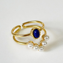范智乔 韩国韩版S925纯银个性潮流 珍珠戒指戒子