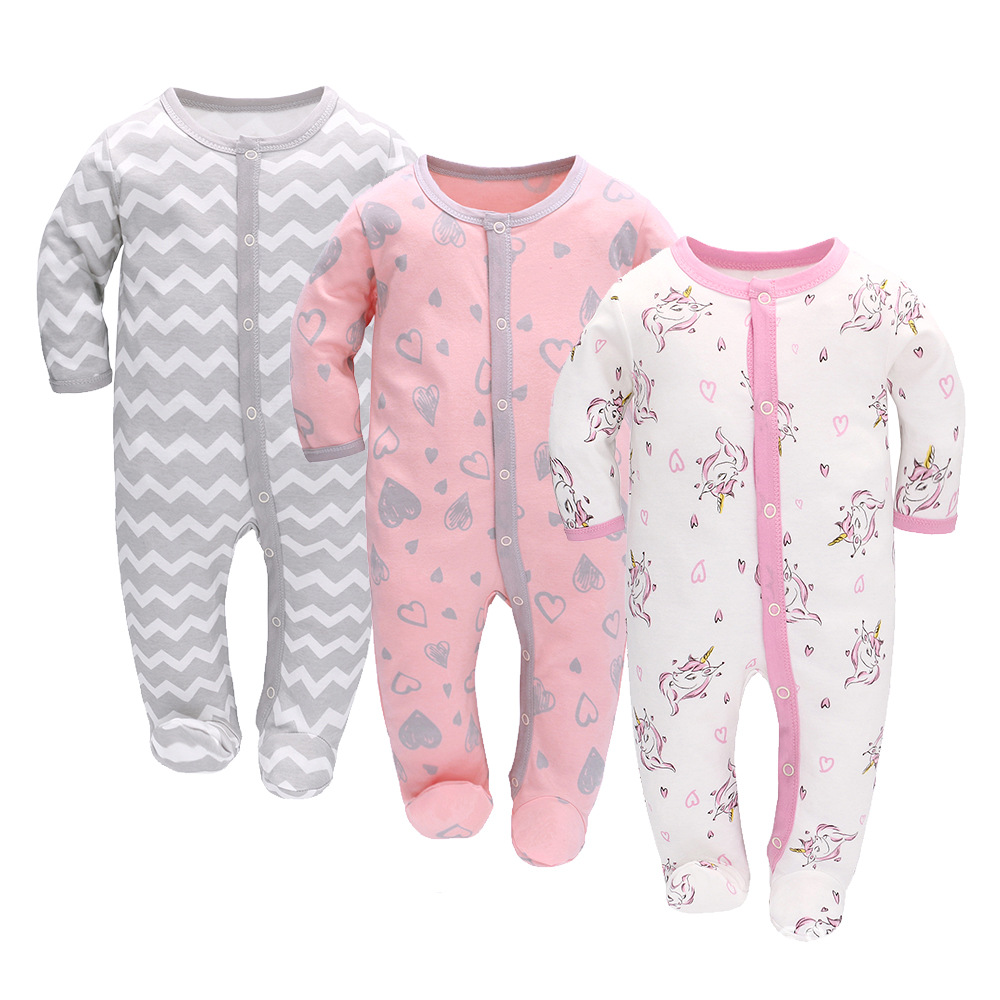 Baby Baby Jumpsuit Spring and Autumn Long-Sleeved Newborn Jumpsuit Baby Foot-Wrapped Romper Jumpsuit Baby Clothes