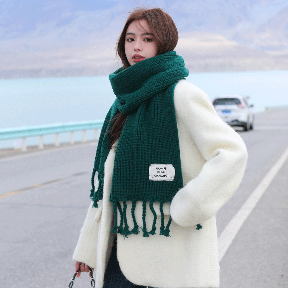 2022 Autumn and Winter New Coarse Yarn Knitted Scarf for Women Korean Dignified All-Match Twist Warm Tassel Shawl Wholesale