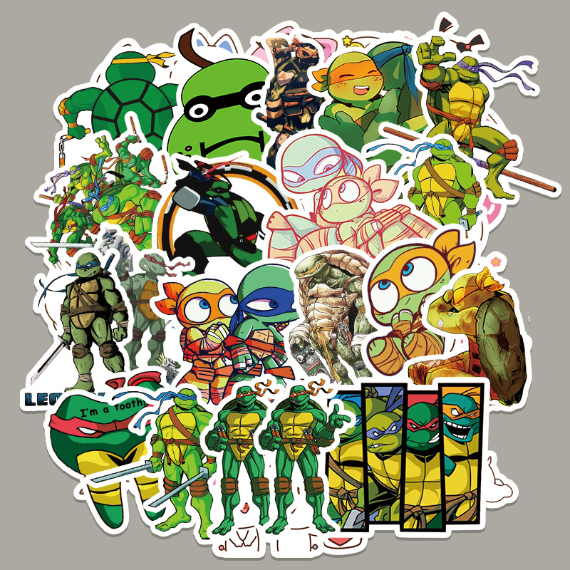 52张动漫卡通忍者神龟涂鸦贴纸冰箱行李箱笔记本电脑汽车装饰贴纸