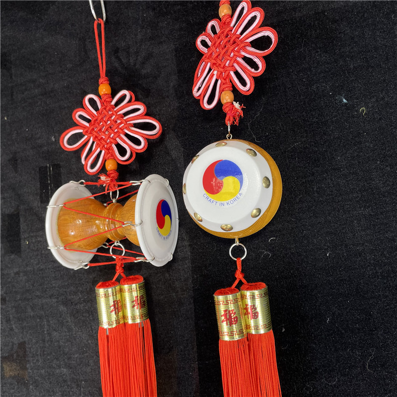 韩国民俗餐厅烤肉店装饰品 墙壁挂饰朝鲜鼓圆鼓长鼓 木质手工艺品