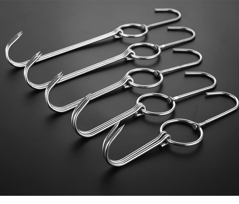 烤鸭钩子挂钩双钩烧鸭钩吊不锈钢烧腊环鸡炉商用猪肉勾子工具架子