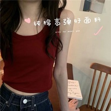 红色小吊带背心女夏季外穿辣妹超火运动短款打底内搭无袖T恤上僔