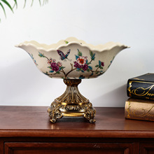 外贸中东美式陶瓷水果盘欧式客厅家用高脚果碗创意装饰果盘摆件