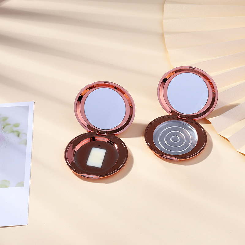 粉饼空盒包材 翻盖便携diy压盘粉饼腮红盒分装空盘 单层带镜