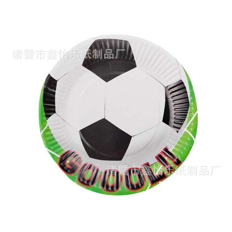 Football Party Paper Cup Paper Pallet Tablecloth Paper Cup Disposable Paper Tableware Boy Carnival Football Party Layout Props