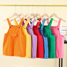 六一儿童背带短裤套装夏季幼儿园毕业拍照男女童彩色表演服啦啦队