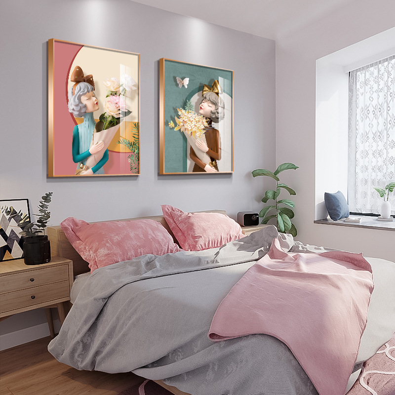 儿童房装饰画女孩房间布置挂画少女卧室画床头背景墙画温馨墙壁画