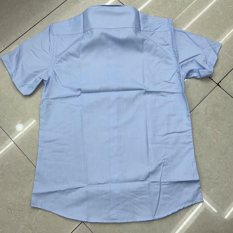 Men's Short-Sleeved Shirt for Whole Order Processing Business Summer Men's Mitong Cotton Blue Shirt Short-Sleeved Low-Cost Processing