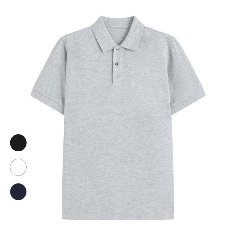 可刺绣印花翻领短袖t恤男士夏季商务休闲纯棉宽松纯色日系polo衫