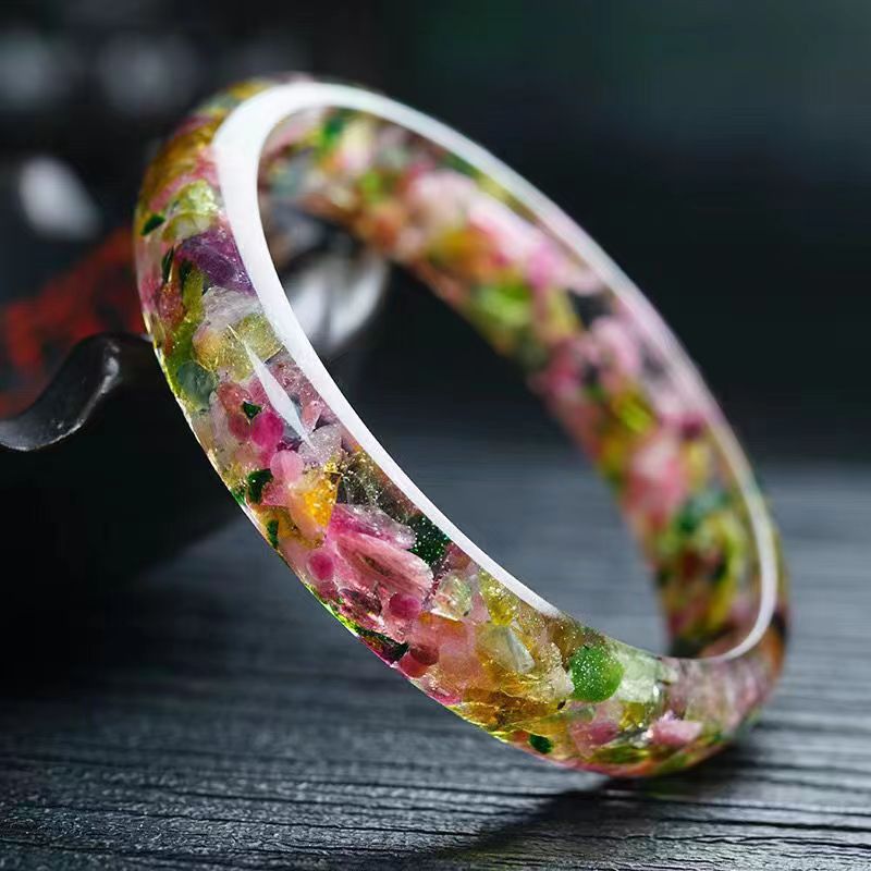 收藏级碧玺手镯巴西老矿料彩虹糖旺夫旺子旺家庭高贵女款颜值手镯