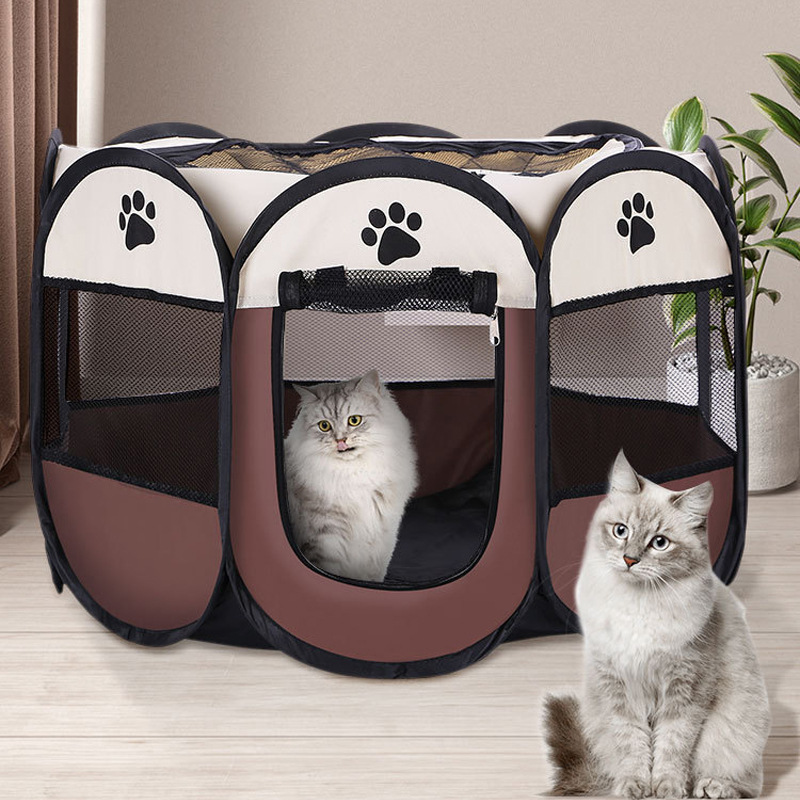 Cat Delivery Room Folding Pet Fence Octagonal Cage Tent Pet Pad Sub Doghouse Cathouse Transparent Pet Pad Cat Cage