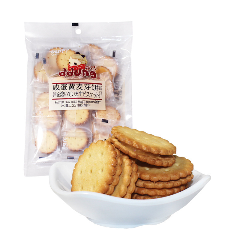 冬己麦芽饼黑糖咸蛋黄麦芽夹心饼干106克 代餐小饼干 网红小零食