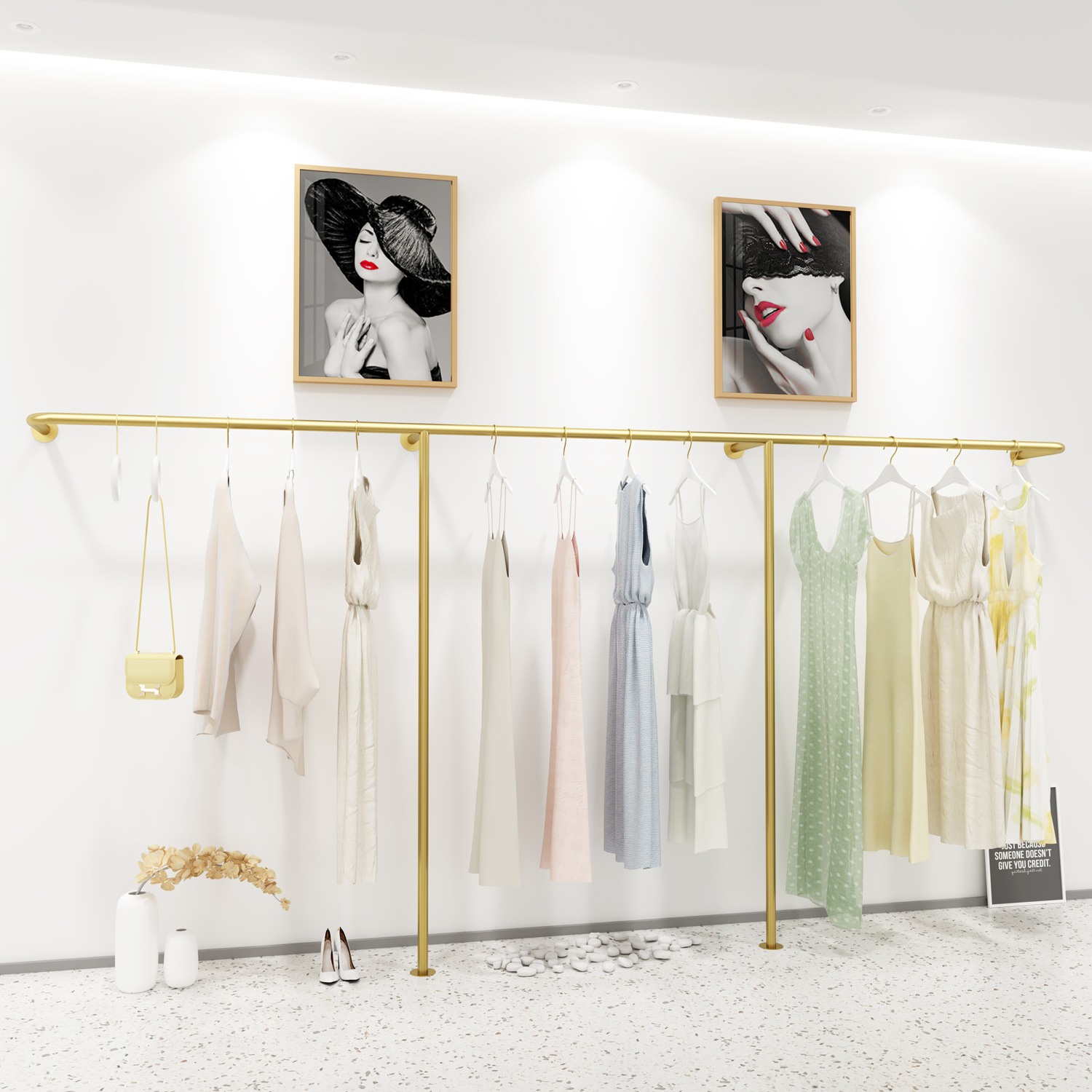 服装店展示架女装店童装货架专用上墙侧挂壁挂店铺陈列挂衣架金色