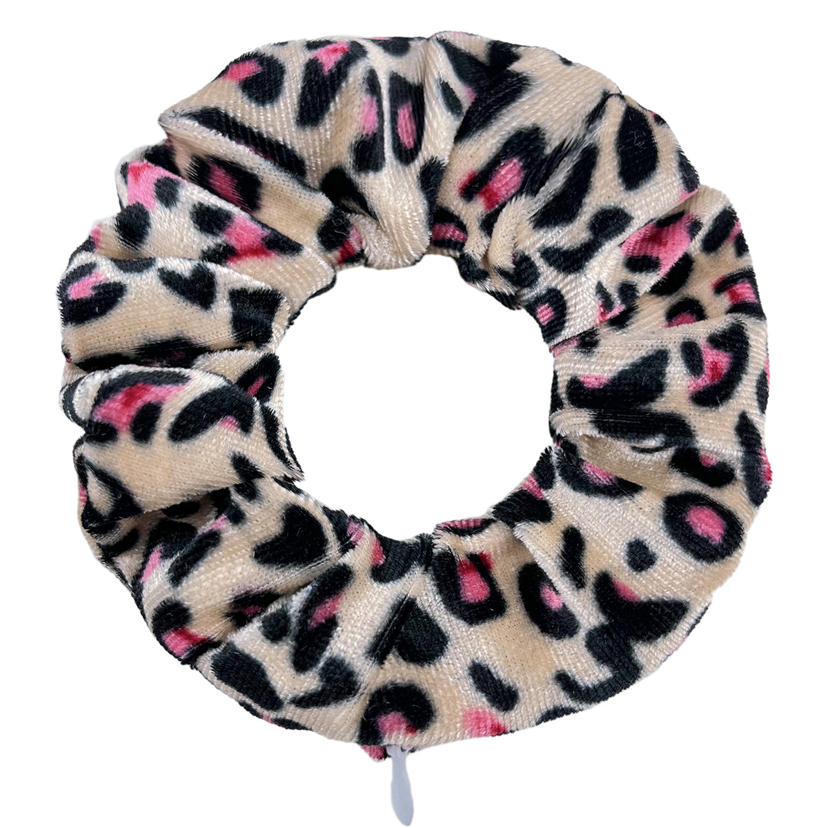 Korean Velvet 12-Color Zipper Leopard Print Large Intestine Hair Ring European and American Simple Retro Small Things Head Accessories