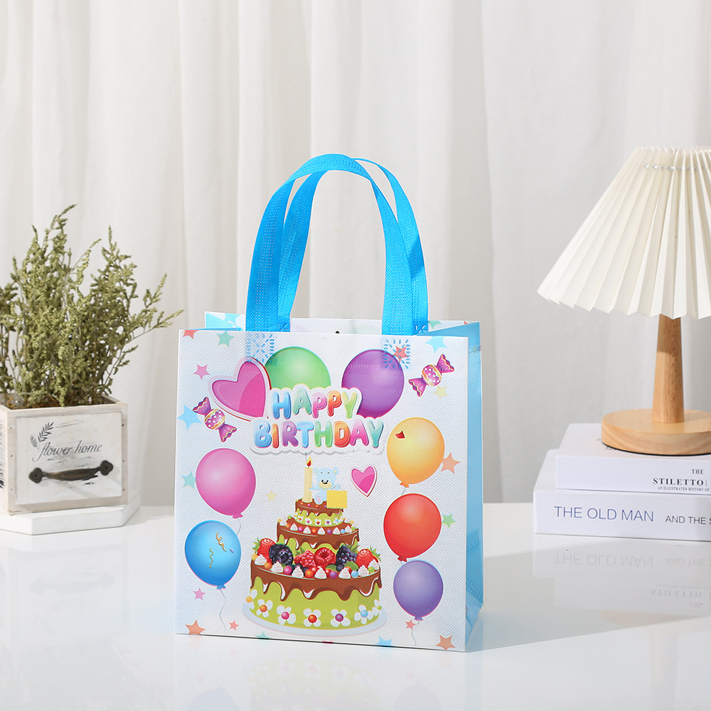 Non-Woven Fabric Birthday Gift Bag Girlfriends Friends Birthday Gift Bag Waterproof Portable Pouch Foldable Shopping Bag