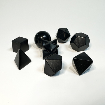 俄罗斯次石墨梅尔卡巴八件套摆件天然水晶宝石立体几何图案套装