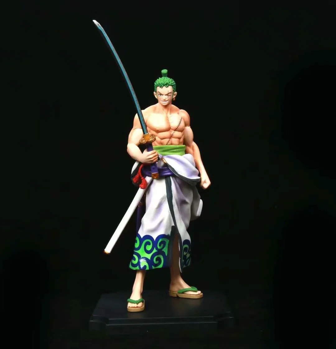 海贼王 和之国和服 阎魔刀索隆 三刀流 拿刀站姿手办模型雕像摆件