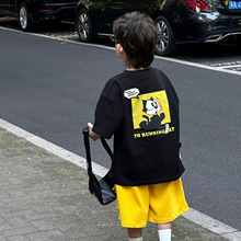 泰如2024夏季新款韩版男童时尚百搭洋气卡通休闲T恤儿童上衣潮