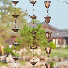 仿铜落水链莲花雨水链别墅寺庙亭子屋檐接水链天沟雨链导水链雨铃