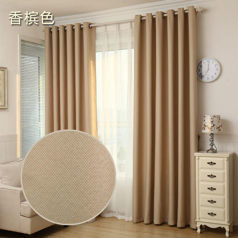 双面麻窗帘加厚棉麻成品清仓简约现代遮光卧室客厅落地窗租房跨境