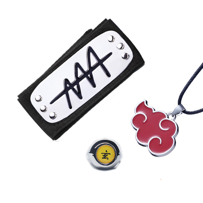 火影忍者项链晓组织鼬朱戒指佩恩零三玉南青逆忍护额红云三件套装