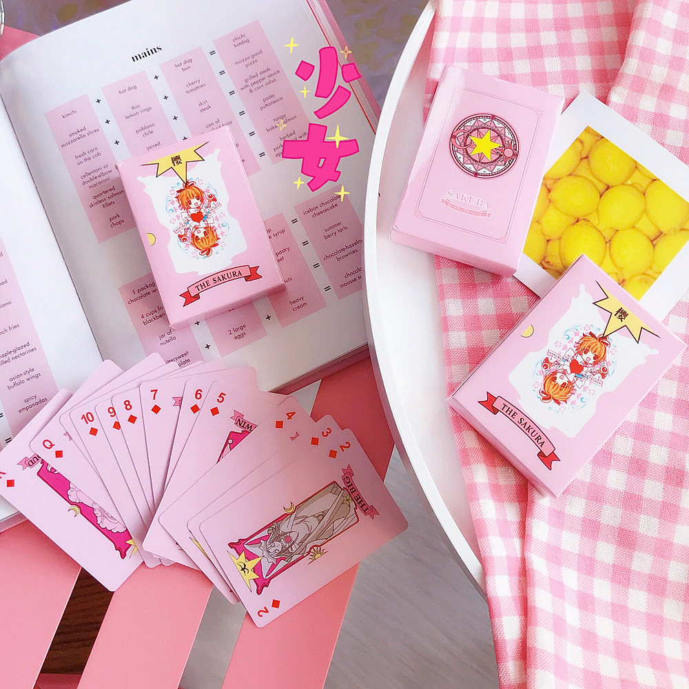 少女心粉色卡通动漫百变小樱魔法阵扑克牌娱乐游戏纸牌创意礼物萌