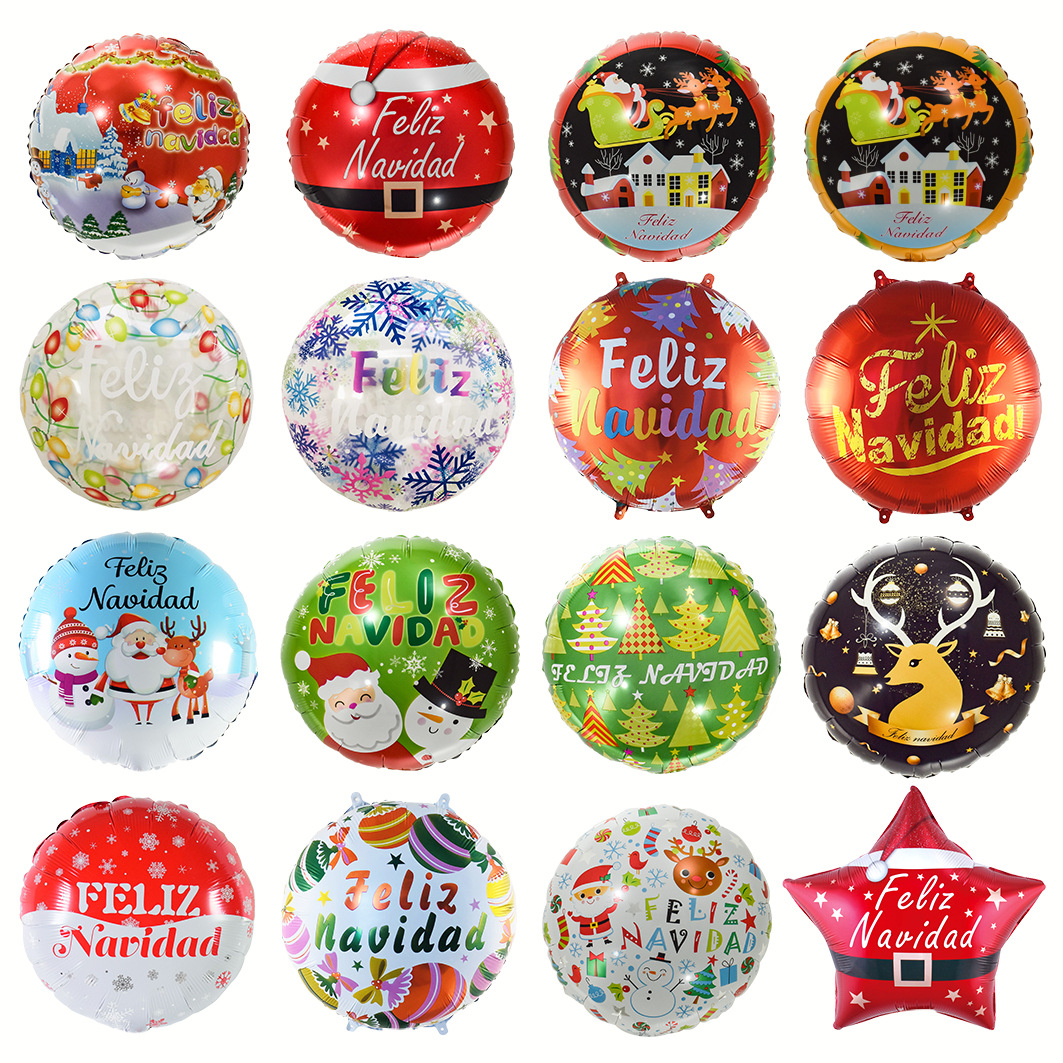 18-inch western christmas ball five-pointed star santa claus snowman christmas party decoration aluminum film balloon