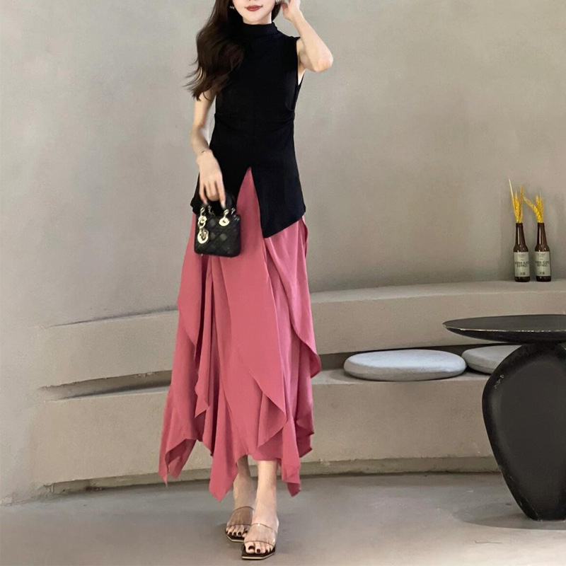 夏季新款今年流行漂亮御姐炸街不规则上衣高级感连衣裙