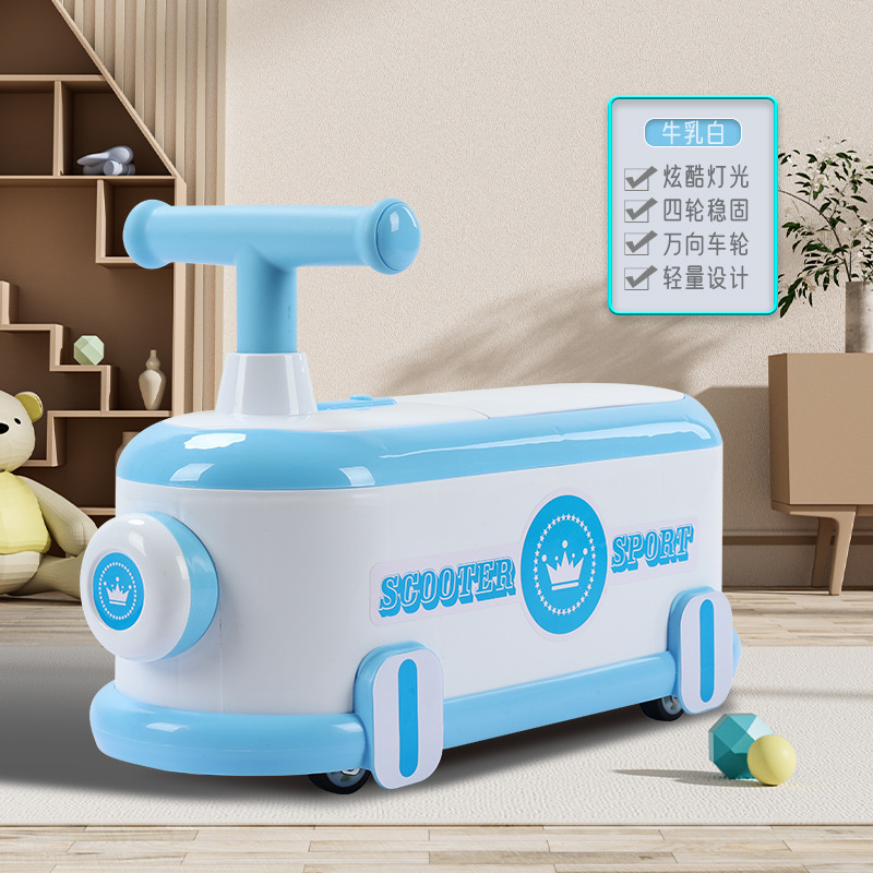 Children's Four-Wheel Scooter 1-3 Years Old Baby Pedal Balance Car with Light Music Luge One Piece Dropshipping