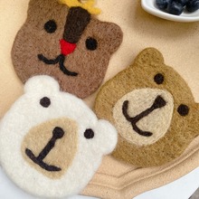 日韩ins风暖暖羊毛毡小熊杯垫可爱乖巧餐垫家居拍照道具创意礼品