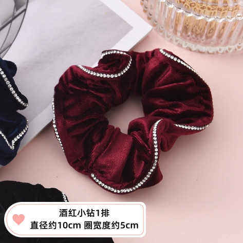 Highly Elastic Hair Rope Rhinestone Velvet Fabric Hair Band Large Intestine Ring Updo Hair Accessories Professional Head Flower Head Elastic Hair Accessories