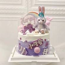 蛋糕装饰玩具摆件毛绒公仔装扮紫色兔子小狐狸狐狸甜品台烘焙摆件