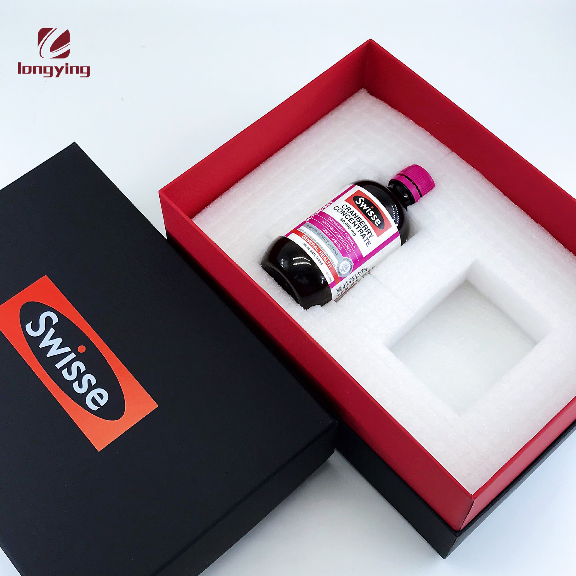工厂礼盒定制高端黑色天地盖礼盒swisse瓶装口服饮品保健品包装盒