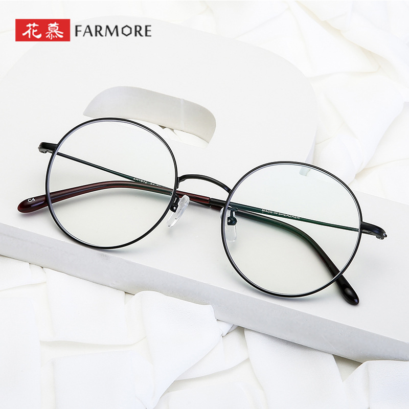 小清新防蓝光眼镜 男女通用近视老花皆适配 时尚文艺圆框平光镜
