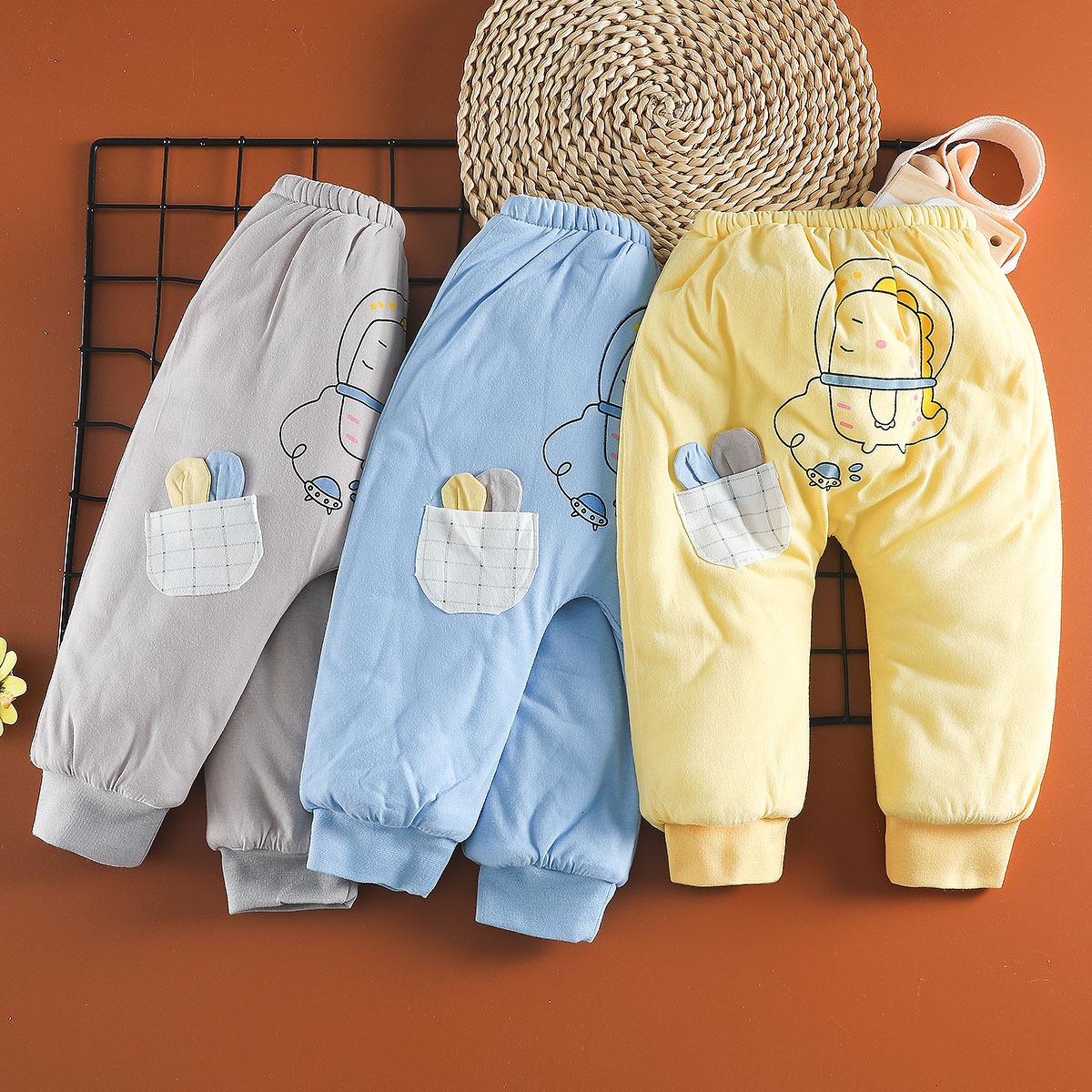 婴儿棉裤外穿宝宝夹棉裤子幼儿加厚保暖大pp裤儿童加棉屁屁裤秋冬