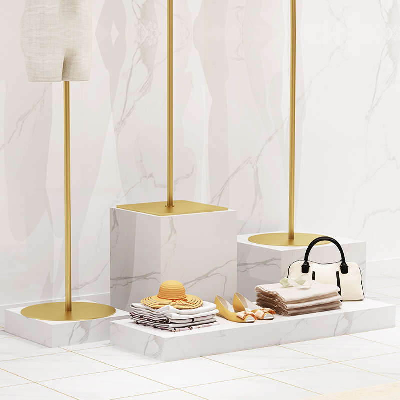 服装店鞋包橱窗展示台 商场仿大理石纹木板地台 衣服店模特站台