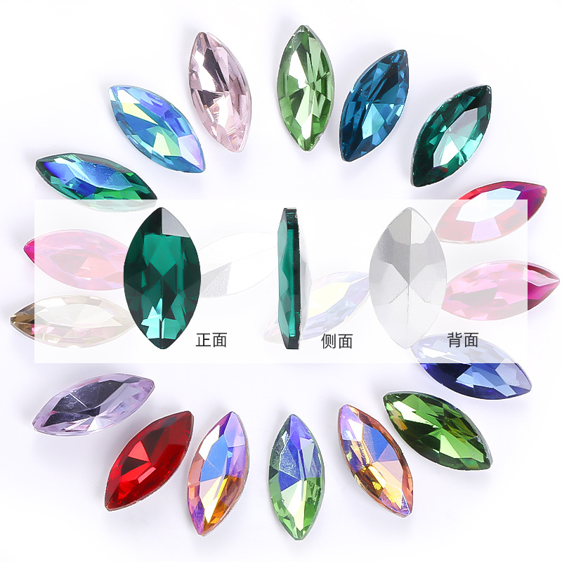 Factory Wholesale Horse Eye Diamond Shaped Glass Bright Crystal DIY Phone Case Perfume Holder Stick-on Crystals Ornament Accessories